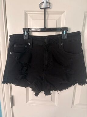 Aeropostale Black Distressed Denim Cutoff Shorts